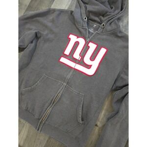 Distressed Style NY Giants‎ Bobby Abreu #88 Zip Up Hoodie Sweatshirt Large Gray